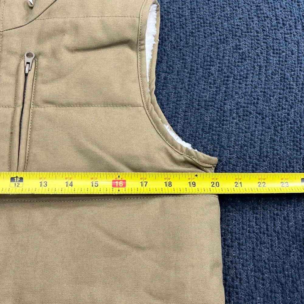 Eddie Bauer Kids Tan Canvas Sherpa Lined Quilted Puffer Vest‎ Size 14/16 XL
